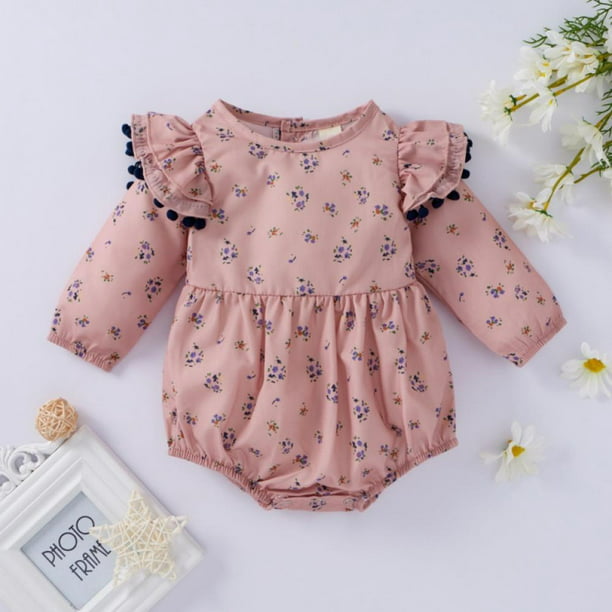 Newborn Infant Baby Girl Ruffled Romper Jumpsuit Cotton Bodysuit Outfits Clothes 